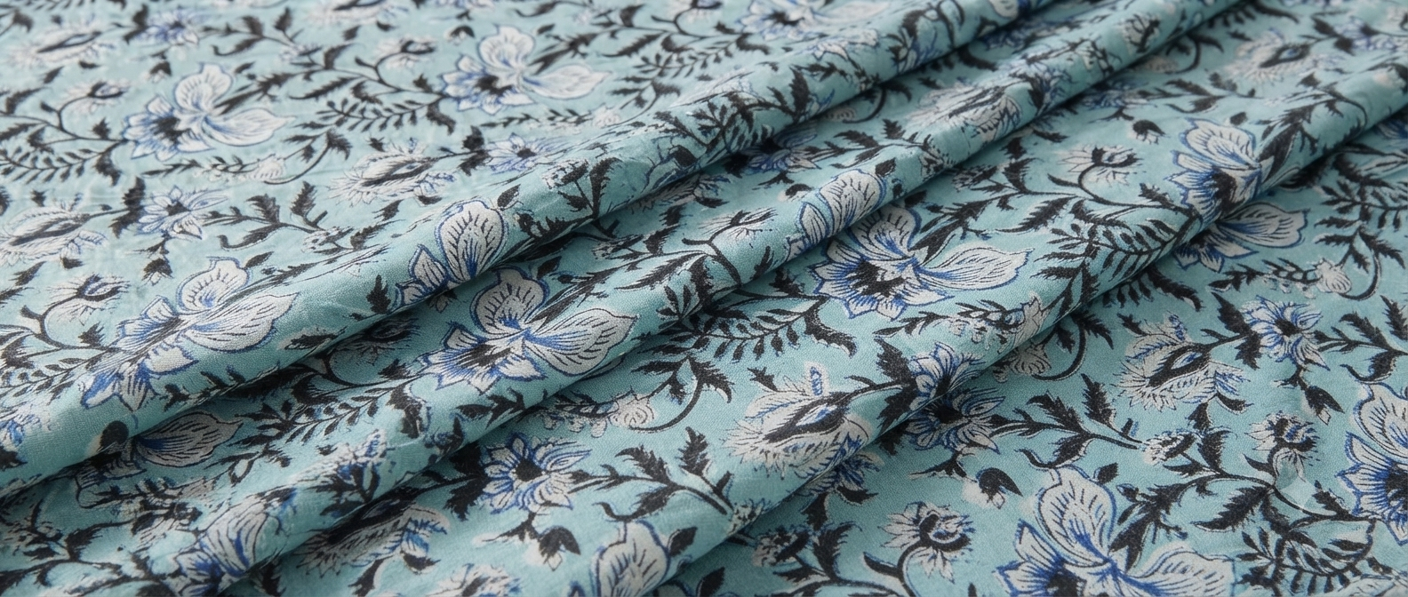 Royal Indigo Floral - Hand Block Printed Pure Cotton Fabric