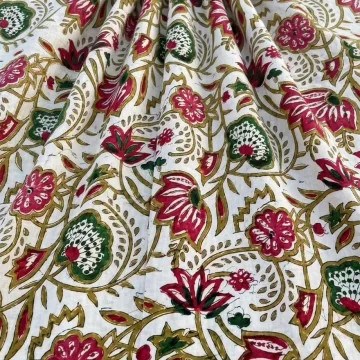 Traditional Floral Block Print Cotton Fabric thumbnail 4