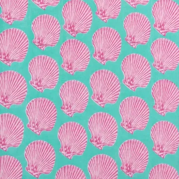 Pink Seashell Hand Block Print Pure Cotton Running Material thumbnail 6