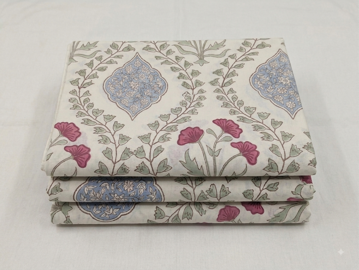 VividBlock Regal Magenta Floral Trellis Cotton Running Fabric
