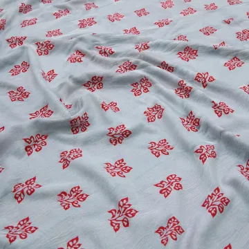 Red Floral Booti Pure Cotton Unstitched Fabric thumbnail 1