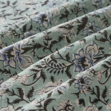 Royal Indigo Floral - Hand Block Printed Pure Cotton Fabric thumbnail 2