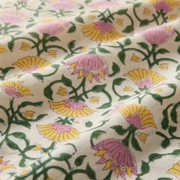 Pink Floral Hand Block Print Pure Cotton Running Material thumbnail 8