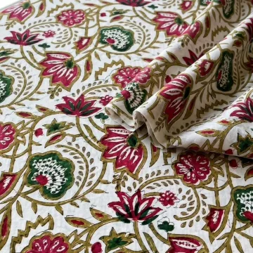 Traditional Floral Block Print Cotton Fabric